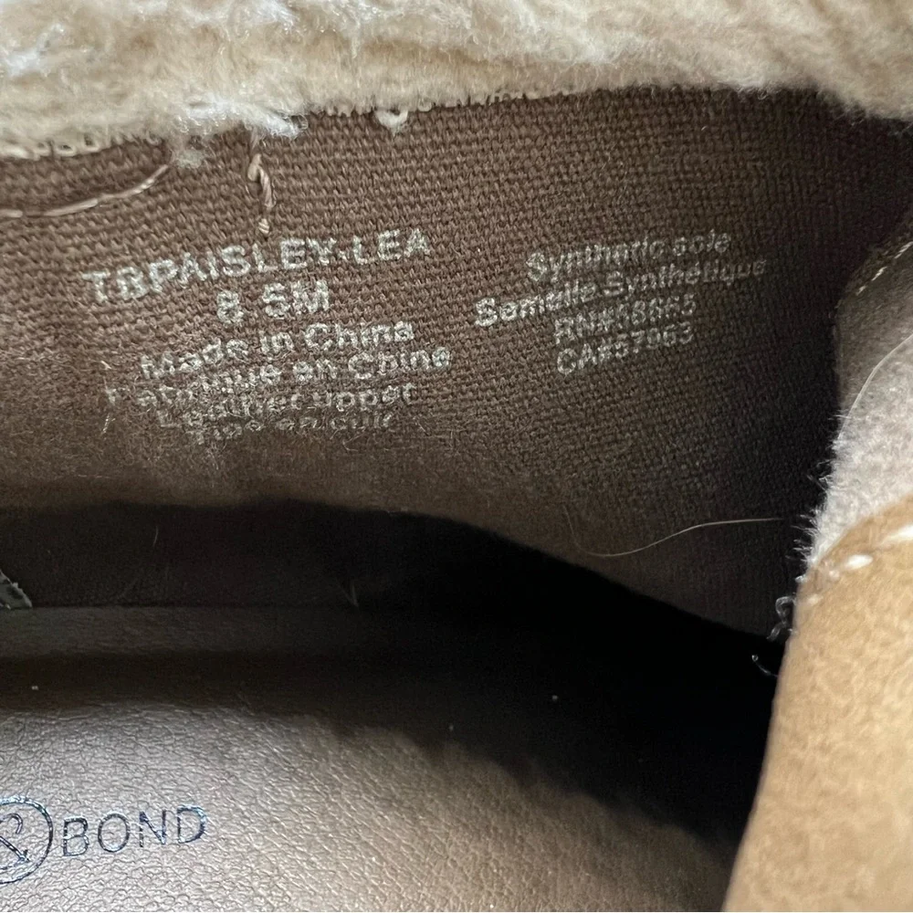 Treasure & Bond‎ Paisley Brown Boots Women’s 8.5 Chunky Lug Sole Shearling Trim